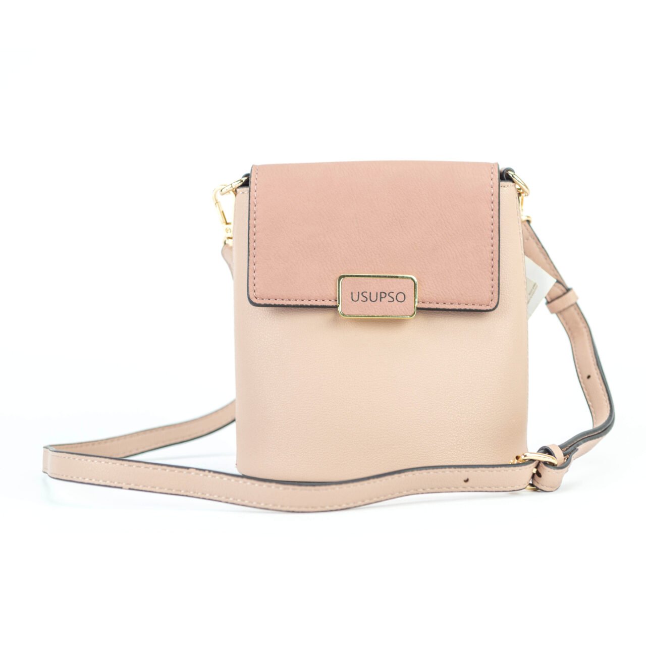 crossbody bag beige pink front view product photography